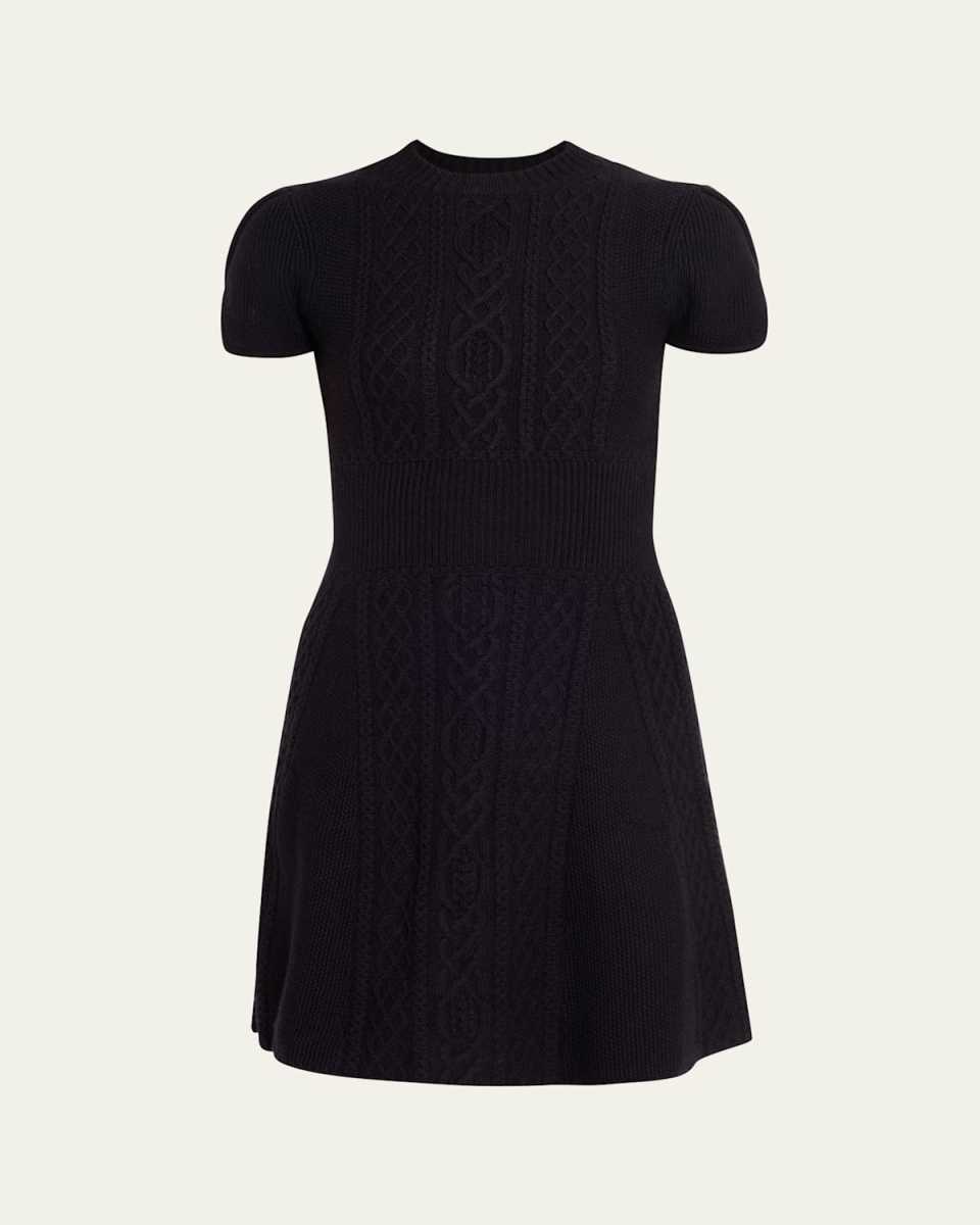 Mock-Neck Cable-Knit Wool Mini Dress